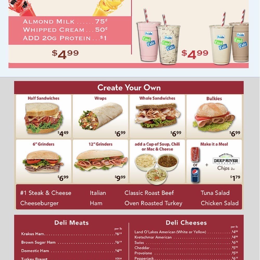 Pride - Deli Menu - Gas Stations Near Me - Chicopee, Massachusetts