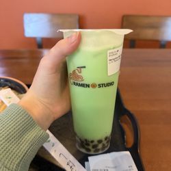 Honeydew milk tea with Boba