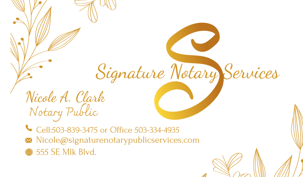 SIGNATURE NOTARY PUBLIC SERVICES Portland, Oregon Notaries Phone Number Yelp
