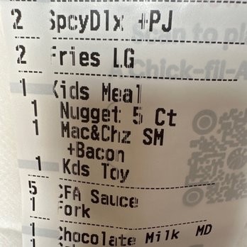 Chick-fil-A - Order receipt. They only put one sandwich in the bag. - Fast Food Near Me - Chino Hills, California Chick-fil-A - Order receipt. They only put one sandwich in the bag. - Fast Food Near Me - Chino Hills, California