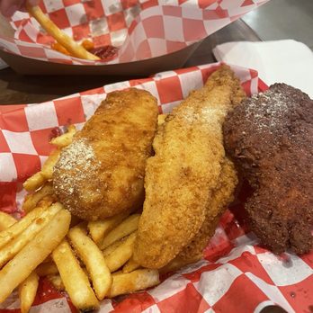 Cedars corner bar and kitchen - Fish n chips with a choice of 3 types of fish! - Burgers Near Me - Fairfield, California Cedars corner bar and kitchen - Fish n chips with a choice of 3 types of fish! - Burgers Near Me - Fairfield, California