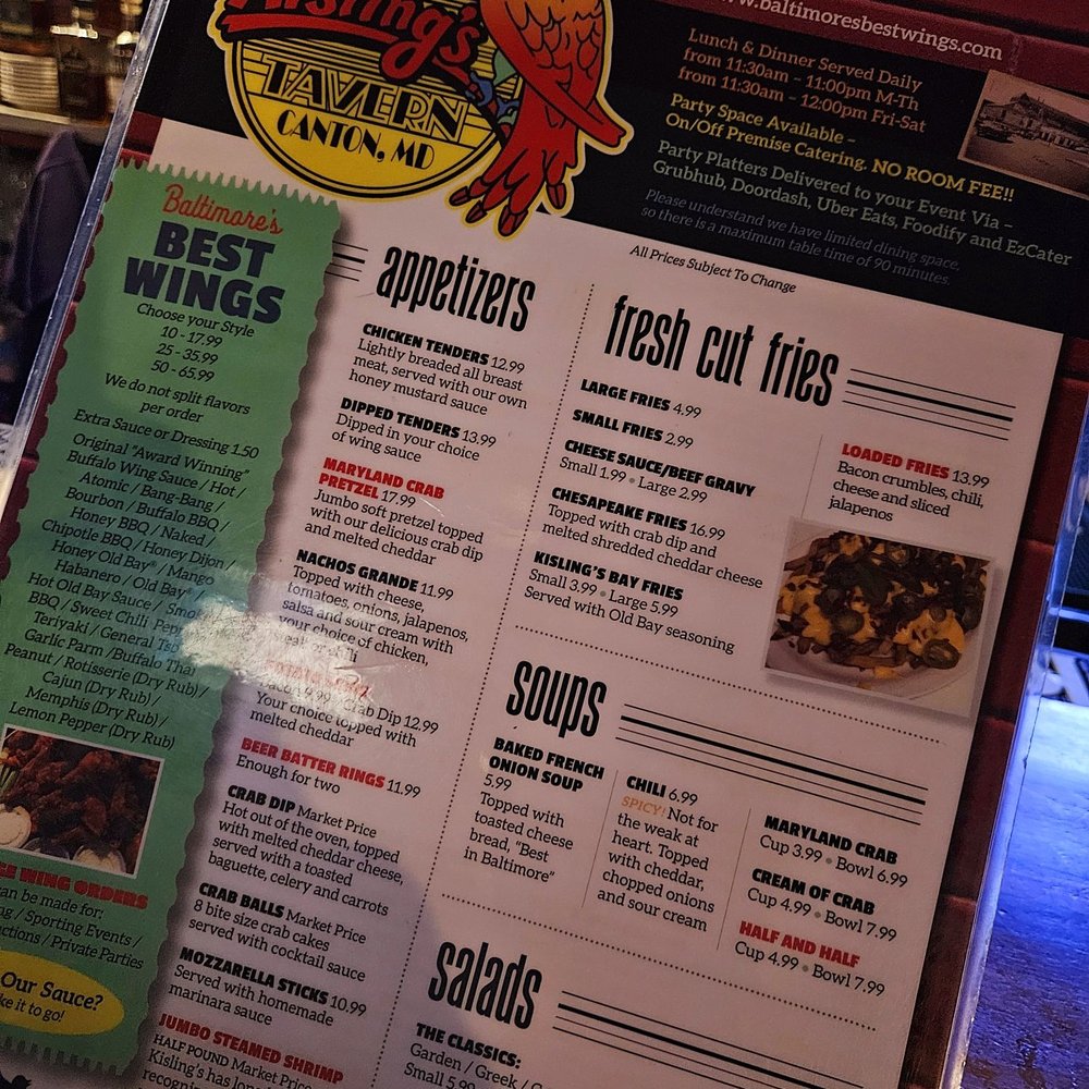 Kisling's Tavern - Menu - Bars Near Me - Baltimore, Maryland Kisling's Tavern - Menu - Bars Near Me - Baltimore, Maryland
