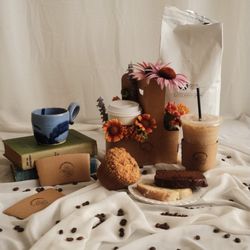 Coffee Inclination - Coffee cake muffin, iced vanilla latte, almond poppyseed loaf, chocolate fudge loaf
