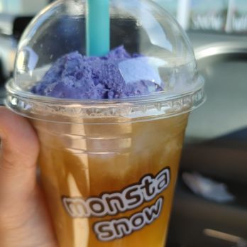 Monsta Snow Too - Oolong cold brew tea with ube ice cream - Bubble Tea Near Me - Menifee, California