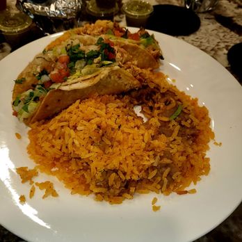 La Cocina De Mama - Took the food home to eat. Chicken tacos, rice and refried beans. - Mexican Near Me - Oak Lawn, Illinois