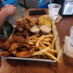 Sampler appetizer and chicken and steak tacos. Sampler appetizer and chicken and steak tacos.