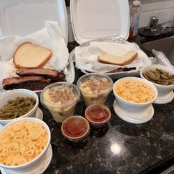 Two meats, Mac and cheese, green beans, banana pudding!