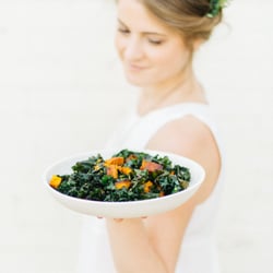 Maternity Maven - Kodiak displaying her delicious Roasted Kabocha Squash and Kale Salad.