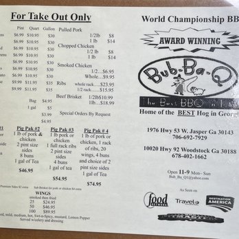 Bub-Ba-Q - Menu - Barbeque Near Me - Jasper, Georgia Bub-Ba-Q - Menu - Barbeque Near Me - Jasper, Georgia