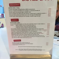 Big Red Barn - Menu side 2 - wishing it was breakfast time!