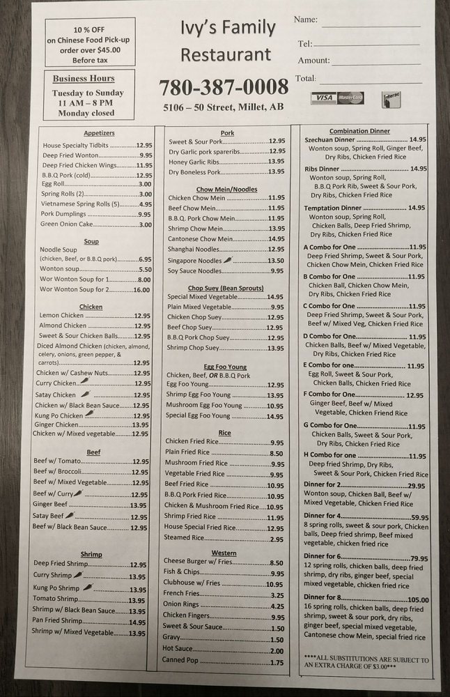 IVY’S FAMILY RESTAURANT Updated September 2024 5106 50 Street