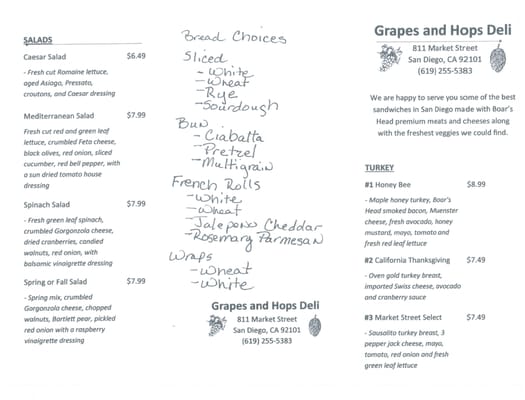 Menu photo 5 Grapes & Hops Deli San Diego, CA Menu photo 5 Grapes & Hops Deli San Diego, CA