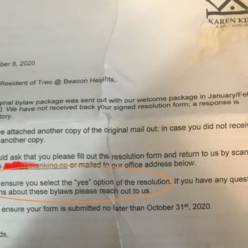 Karen King & Associates - Told by KK&A that my response was "mandatory" and that I should vote "yes," but refused to answer my questions about the bylaw changes. - Property Management Near Me - Calgary, Alberta