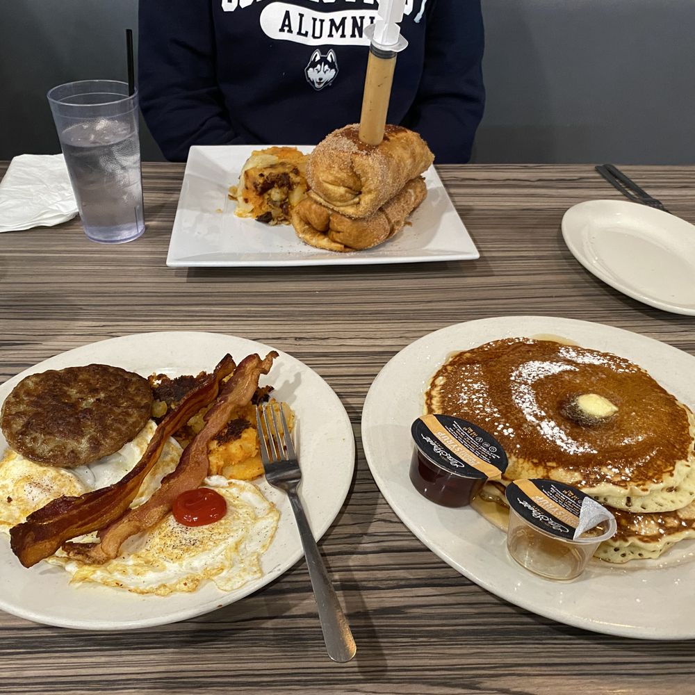 Churro Pancakes Brunch Burrito (Top), Big Brunch (Bottom)