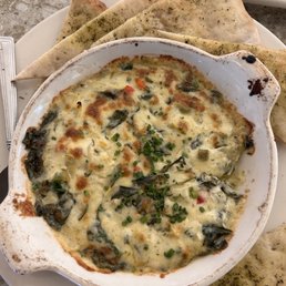 Spinach & Artichoke dip with seasoned pita