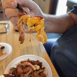 Meat & Mac with the pulled pork option. Meat & Mac with the pulled pork option.