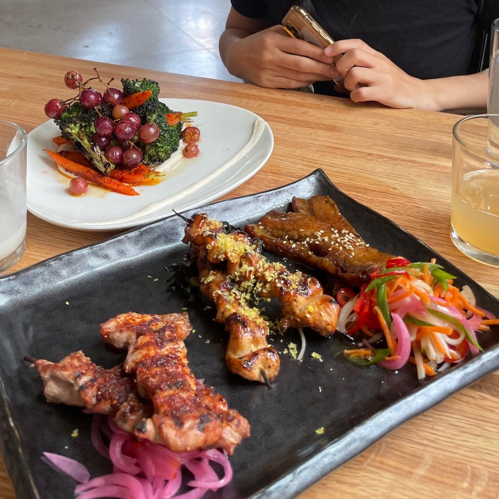 ROK - Yakitori Chicken Skewers Pork Belly (4) and Roasted Broccoli - Music Venues Near Me - Saint Paul, Minnesota