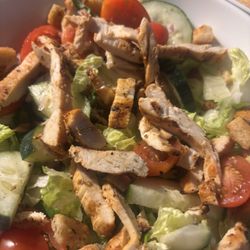 The Big House Salad with Grilled Chicken (cheese & bacon on the side) with Jalapeño Ranch!
