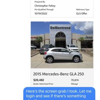 Demontrond Chrysler Jeep Dodge Ram - Text I sent to Michelle with the pre-approval letter and information needed to run it. - Car Dealers Near Me - Conroe, Texas Demontrond Chrysler Jeep Dodge Ram - Text I sent to Michelle with the pre-approval letter and information needed to run it. - Car Dealers Near Me - Conroe, Texas