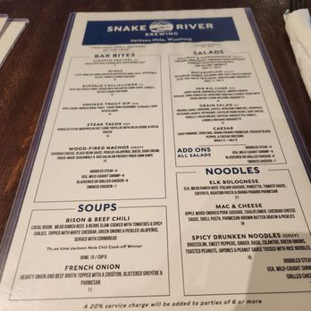 Snake River Brewing - Menu - Brewpubs Near Me - Jackson, Wyoming Snake River Brewing - Menu - Brewpubs Near Me - Jackson, Wyoming