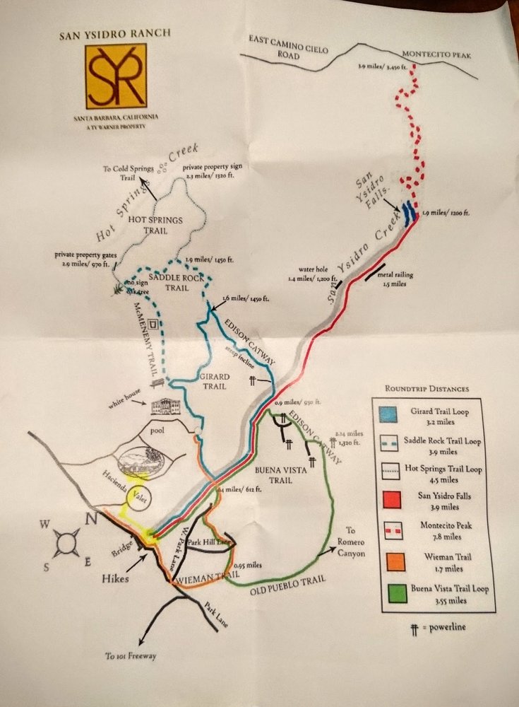 Photo of San Ysidro Falls Trail - Montecito, CA, United States. Trail map from San Ysidro Ranch. Sunday afternoon 2016-06-19
