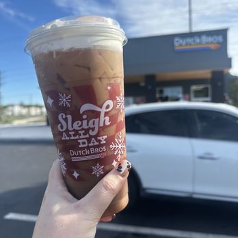 Dutch Bros Coffee - Candy Cane Mocha Cold Brew - Juice Bars & Smoothies Near Me - Clermont, Florida