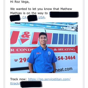 J & M Air Conditioning & Heating - Mathew Mathias was prompt, respectful, competent and thorough as he replaced our air filter then cleaned and tested our AC unit. - Heating & Air Conditioning/HVAC Near Me - San Jacinto, California J & M Air Conditioning & Heating - Mathew Mathias was prompt, respectful, competent and thorough as he replaced our air filter then cleaned and tested our AC unit. - Heating & Air Conditioning/HVAC Near Me - San Jacinto, California