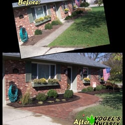 A 'before and after' shot of a project to add some flare to an entrance walkway