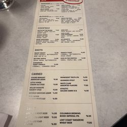 Drink menu