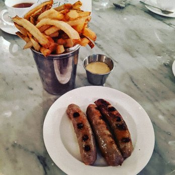 The Allis - Side of fries and pork sausage - Lounges Near Me - Chicago, Illinois