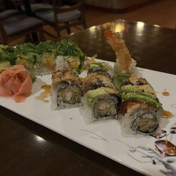 Sake House - Dragon roll (front) and Memorial Park roll (back) - Japanese Near Me - Jacksonville, Florida