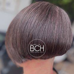 The Salon By BCH - Asymmetrical Bob Haircut and clear gloss shine.