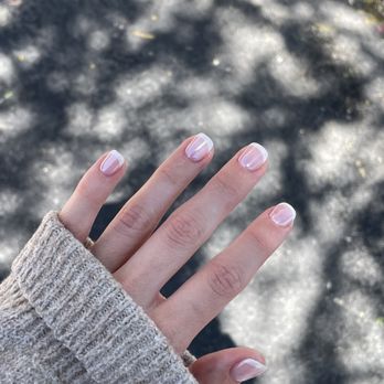 Greenfield Nails & Spa - Gilbert - Dip French tip with clear chrome - Nail Salons Near Me - Gilbert, Arizona