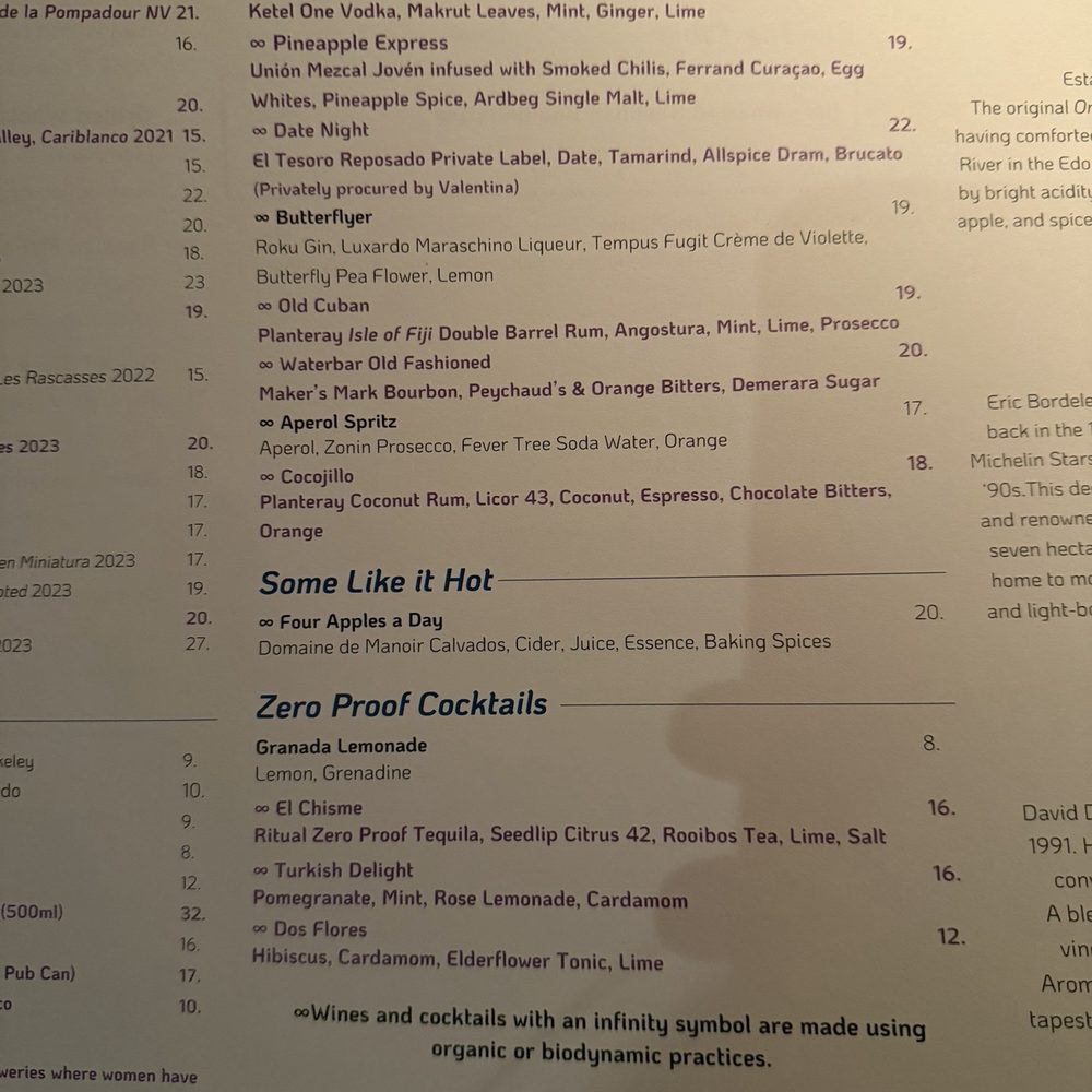 Waterbar - Cocktail menu - Seafood Near Me - San Francisco, California Waterbar - Cocktail menu - Seafood Near Me - San Francisco, California