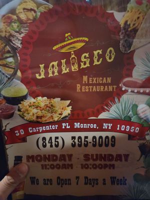 Menu photo 1 Jalisco Mexican Restaurant Monroe, NY