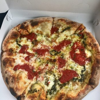 River House Pizza - Spring Green (parmesan, mozzarella, basil pesto, marinara) - Pizza Near Me - Ellicott City, Maryland River House Pizza - Spring Green (parmesan, mozzarella, basil pesto, marinara) - Pizza Near Me - Ellicott City, Maryland