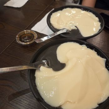 Snackshot - Hot tofu pudding with black sesame paste and ginger syrup - Desserts Near Me - Richmond, British Columbia Snackshot - Hot tofu pudding with black sesame paste and ginger syrup - Desserts Near Me - Richmond, British Columbia