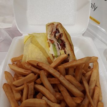 John Elway's Cafe - lunch special: Turkey bacon avocado in sourdough, came with fries and drink - American Near Me - Ontario, California