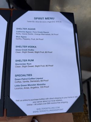 Menu photo 4 Shelter Distilling Dana Point, CA