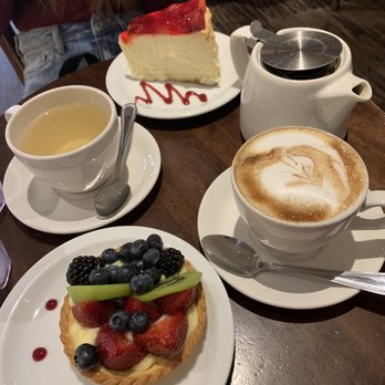 Martha's Country Bakery - Mixed berry tart, cappuccino, strawberry shortcake, and jasmine green tea - Bakeries Near Me - Bayside, New York