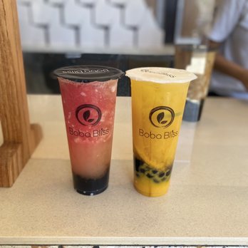 Boba Bliss - Watermelon Lychee and Summer Mango Green Tea with honey boba - Bubble Tea Near Me - Mountain View, California Boba Bliss - Watermelon Lychee and Summer Mango Green Tea with honey boba - Bubble Tea Near Me - Mountain View, California