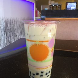 Jasmine milk tea with boba, 1/2 sweet. PERFECT Jasmine milk tea with boba, 1/2 sweet. PERFECT