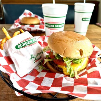 Burger Street - 2. Double Double Cheeseburger with Curly Fries - Burgers Near Me - Roanoke, Texas Burger Street - 2. Double Double Cheeseburger with Curly Fries - Burgers Near Me - Roanoke, Texas