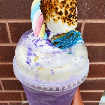 Zero Degrees - Ube milkshake with toasted marshmallow and rainbow sour belt - nice and creamy and surprisingly not overly sweet! - Bubble Tea Near Me - Aurora, Colorado
