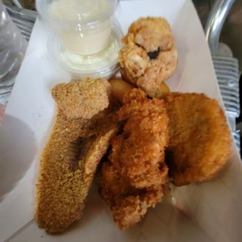 Neonopolis - Hush Puppy fried catfish, chicken, green tomatoes, and Hush puppies with honey butter - Shopping Centers Near Me - Las Vegas, Nevada