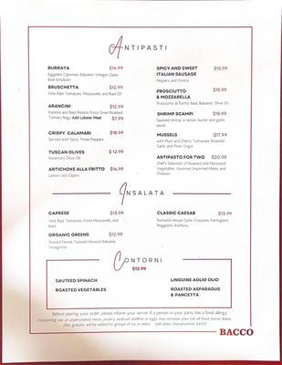 Menu photo 2 Bacco Ristorante & Bar Boston, MA