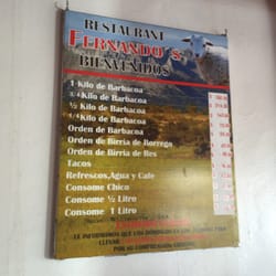 Restaurant Fernando's - Menu