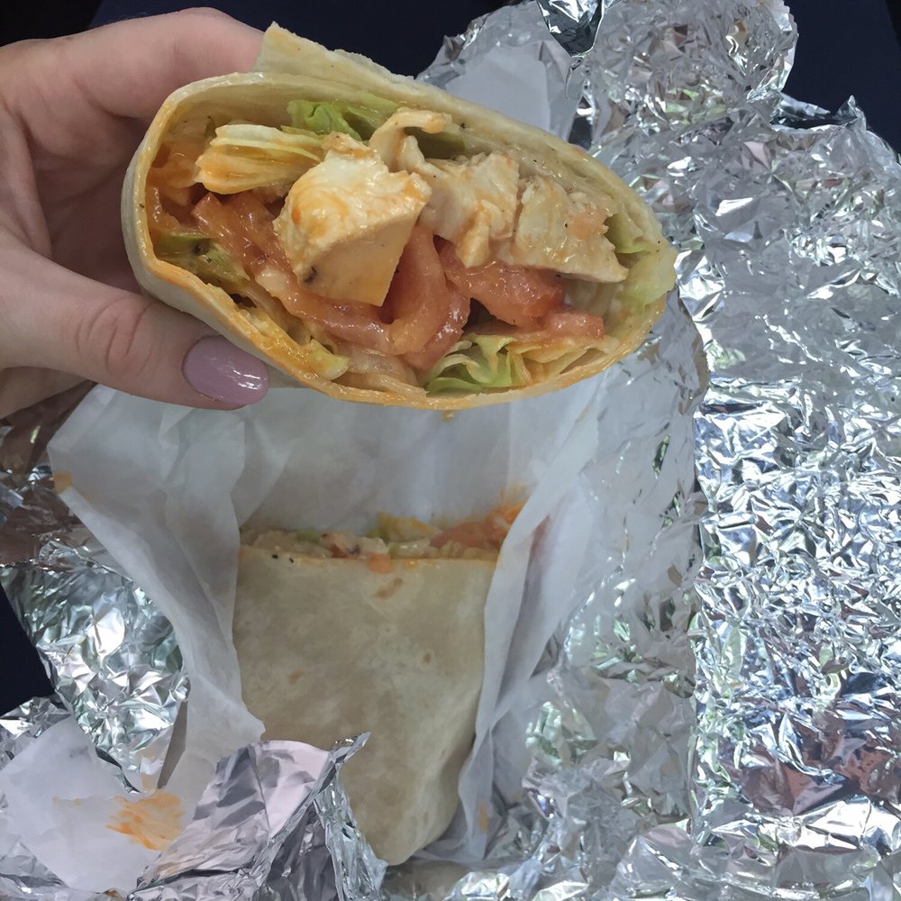 buffalo chicken wrap (w/grilled chicken, lettuce, tomato, buffalo sauce & blue cheese). $5.85 buffalo chicken wrap (w/grilled chicken, lettuce, tomato, buffalo sauce & blue cheese). $5.85