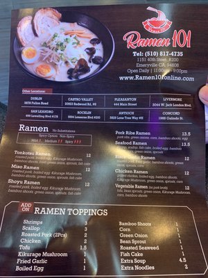 Menu photo 5 Ramen 101 Emeryville, CA
