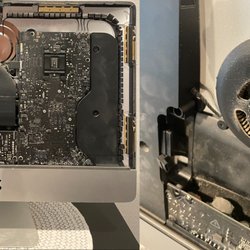 This 2012 iMac was suffering from constant freezing. After replacing the hard drive and cleaning all this dust, it runs just like new!